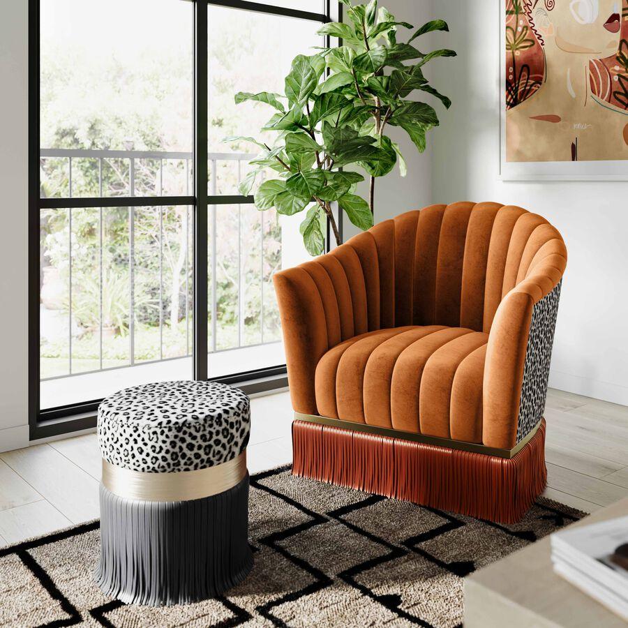 Tov Furniture Accent Chairs - Enid Cinnamon Velvet Swivel Chair