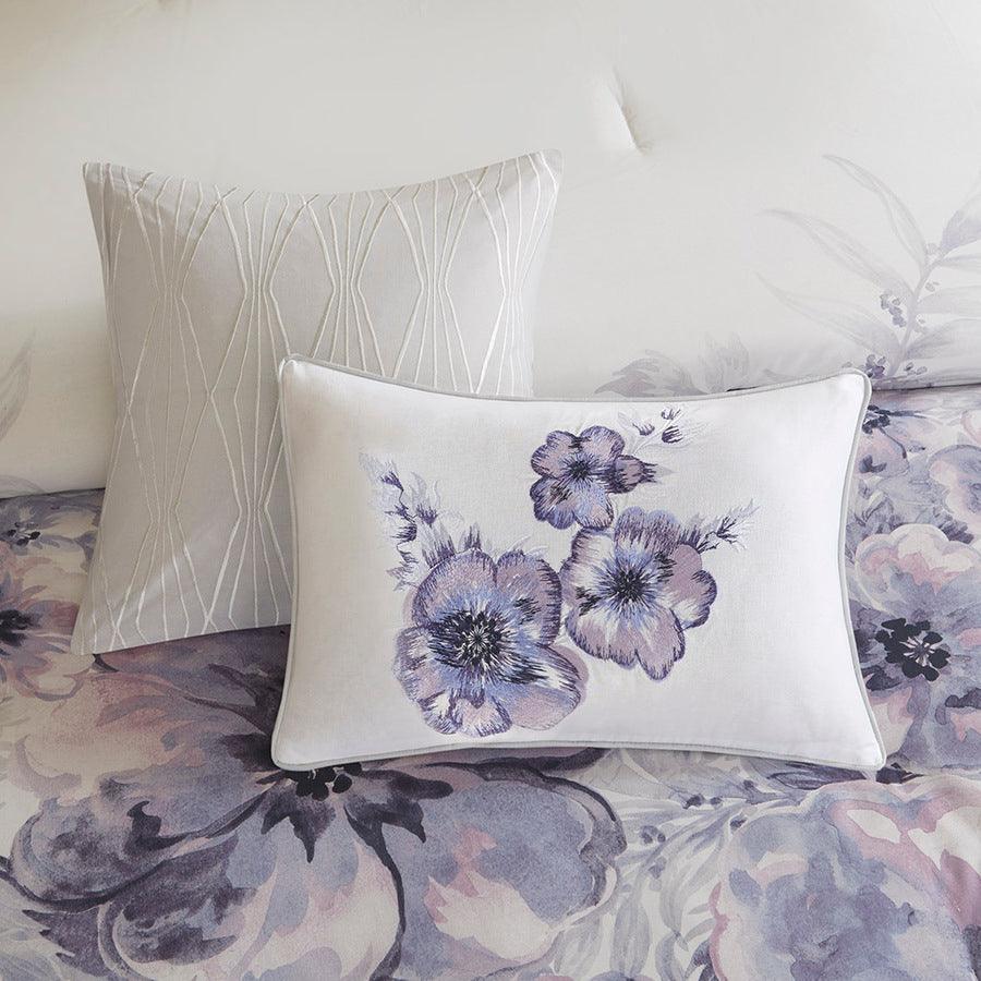 Olliix.com Comforters & Blankets - Enza Shabby Chic 7 Piece Cotton Printed Comforter Set Purple King