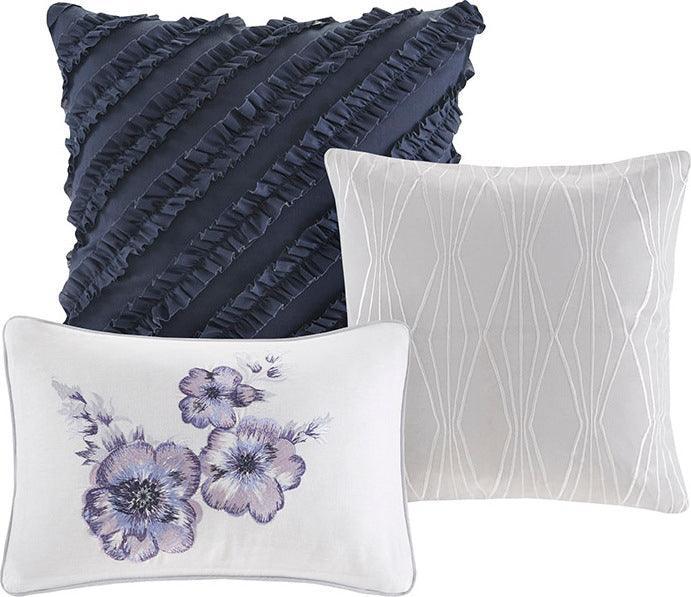 Olliix.com Comforters & Blankets - Enza Shabby Chic 7 Piece Cotton Printed Comforter Set Purple King
