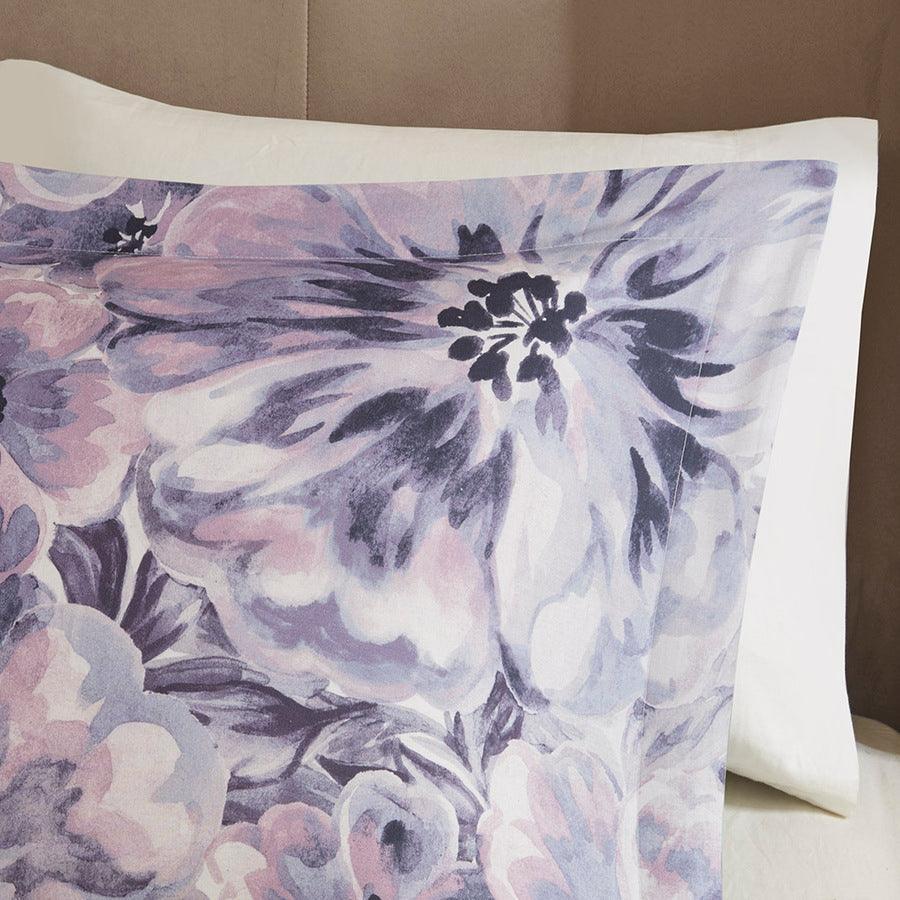 Olliix.com Comforters & Blankets - Enza Shabby Chic 7 Piece Cotton Printed Comforter Set Purple King