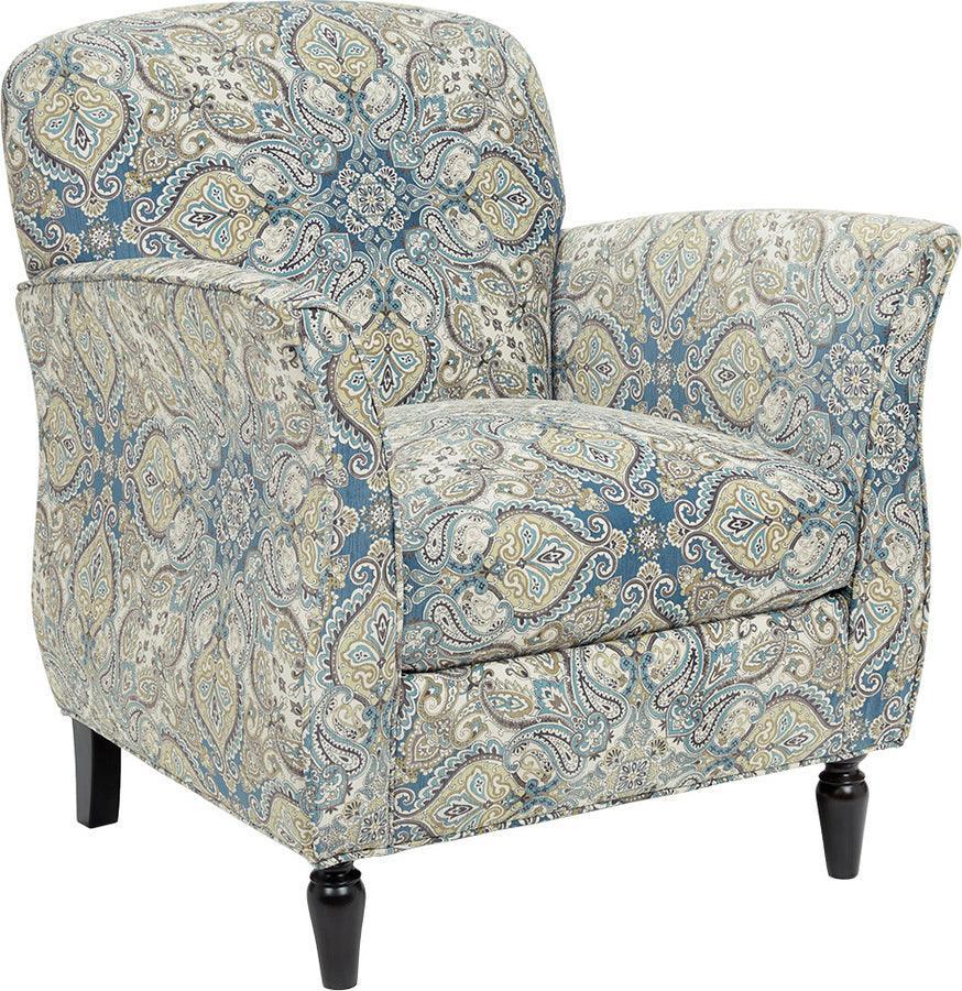 Olliix.com Accent Chairs - Escher Accent Chair Blue Multicolor & Brown