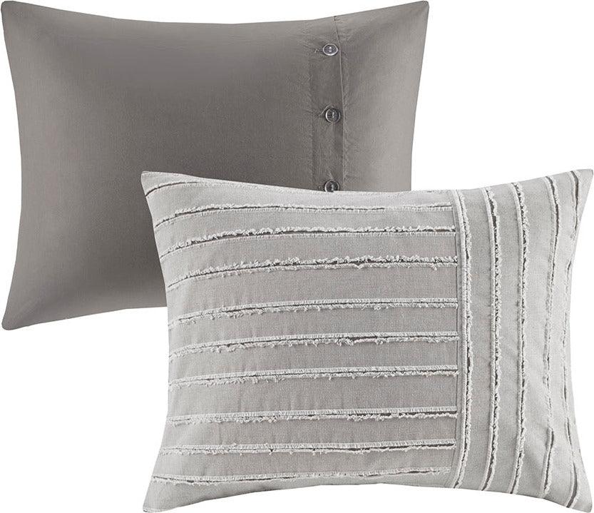 Olliix.com Comforters & Blankets - Essence Casual Cotton Clip Jacquard Comforter Set Gray Queen