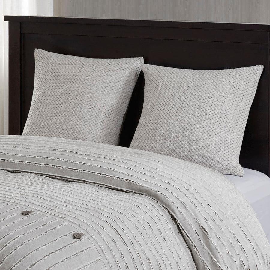 Olliix.com Comforters & Blankets - Essence Casual Cotton Clip Jacquard Comforter Set Gray Queen