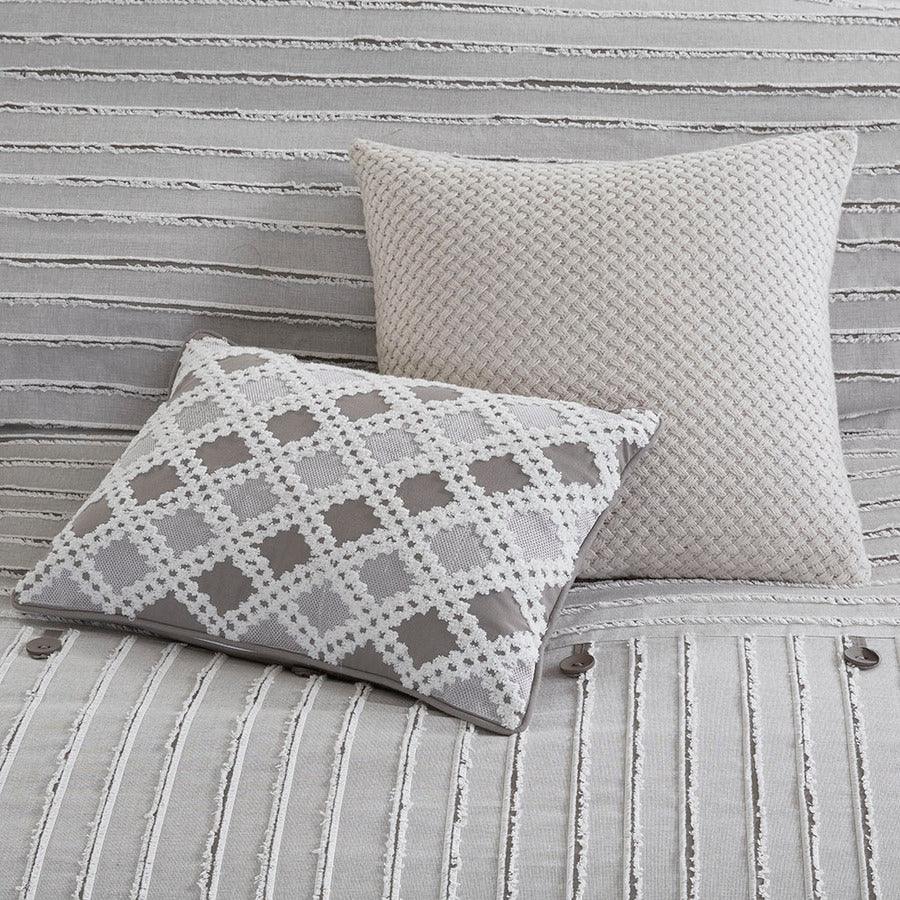 Olliix.com Comforters & Blankets - Essence Casual Cotton Clip Jacquard Comforter Set Gray Queen