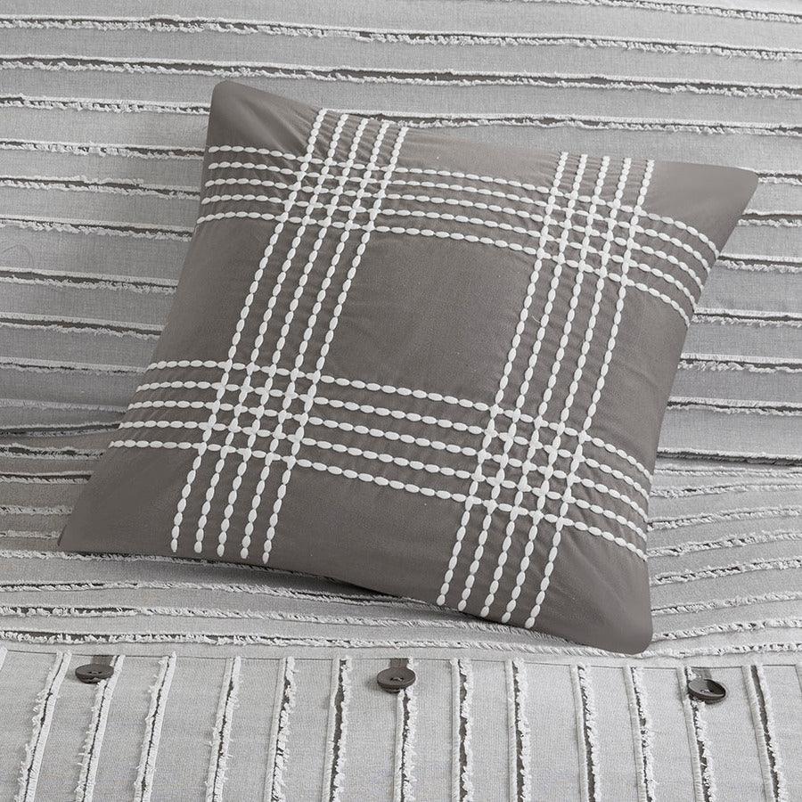 Olliix.com Comforters & Blankets - Essence Casual Cotton Clip Jacquard Comforter Set Gray Queen