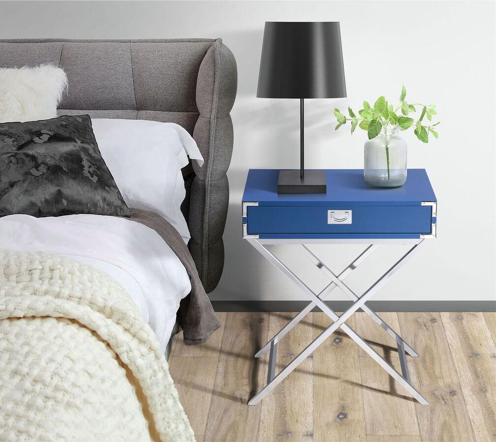 Elements Nightstands & Side Tables - Estelle Nightstand in Glossy Blue