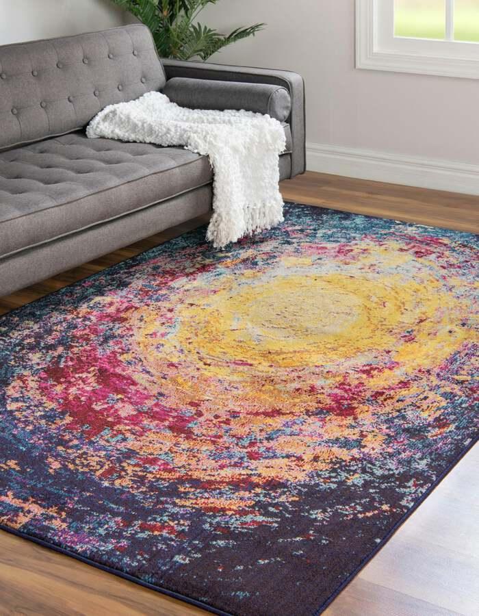 Unique Loom Indoor Rugs - Estrella Abstract 10' 6 x 16' 5 Multi & Navy Blue