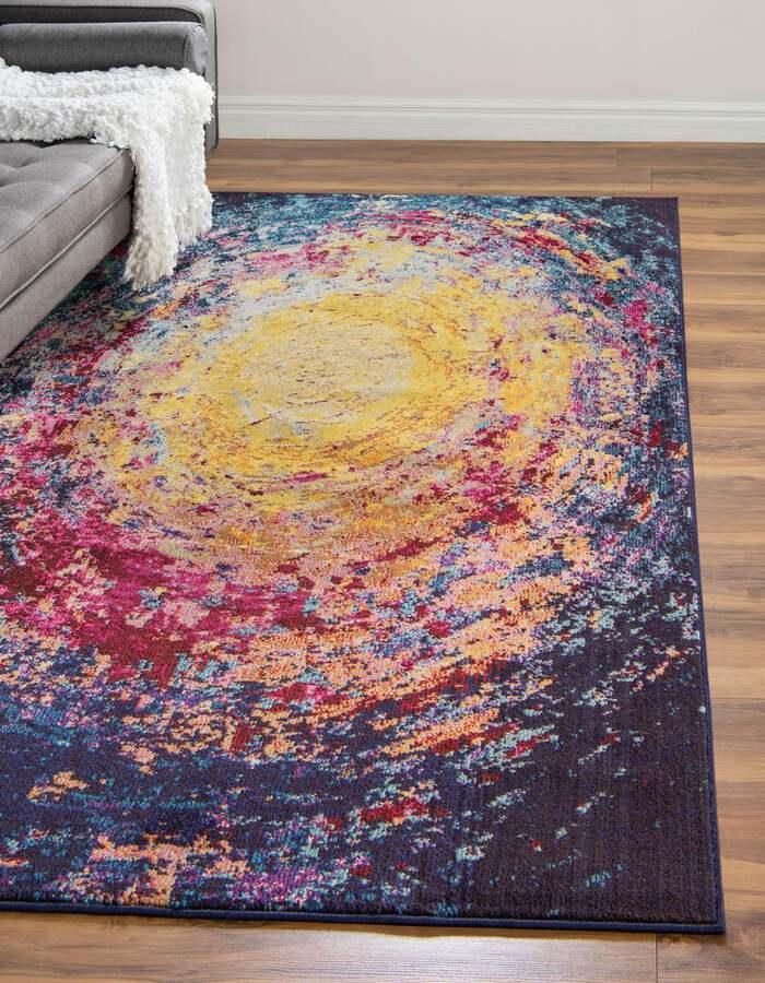 Unique Loom Indoor Rugs - Estrella Abstract 10' 6 x 16' 5 Multi & Navy Blue