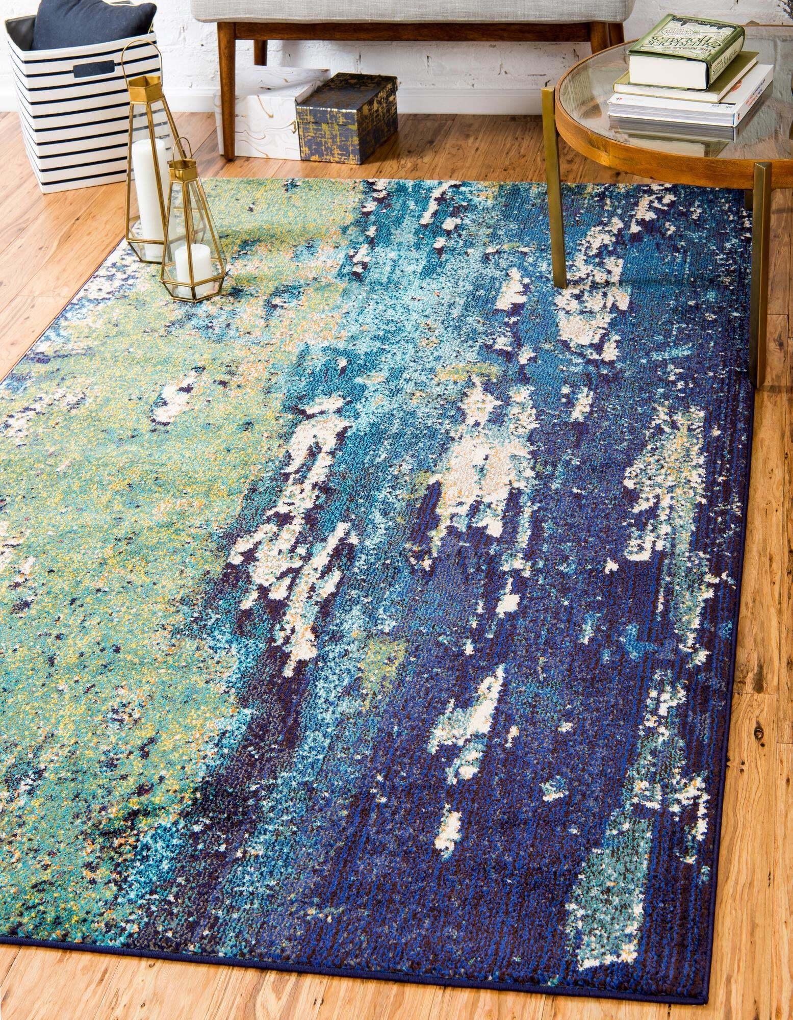 Unique Loom Indoor Rugs - Estrella Abstract 3x5 Rug Navy Blue & Multicolor