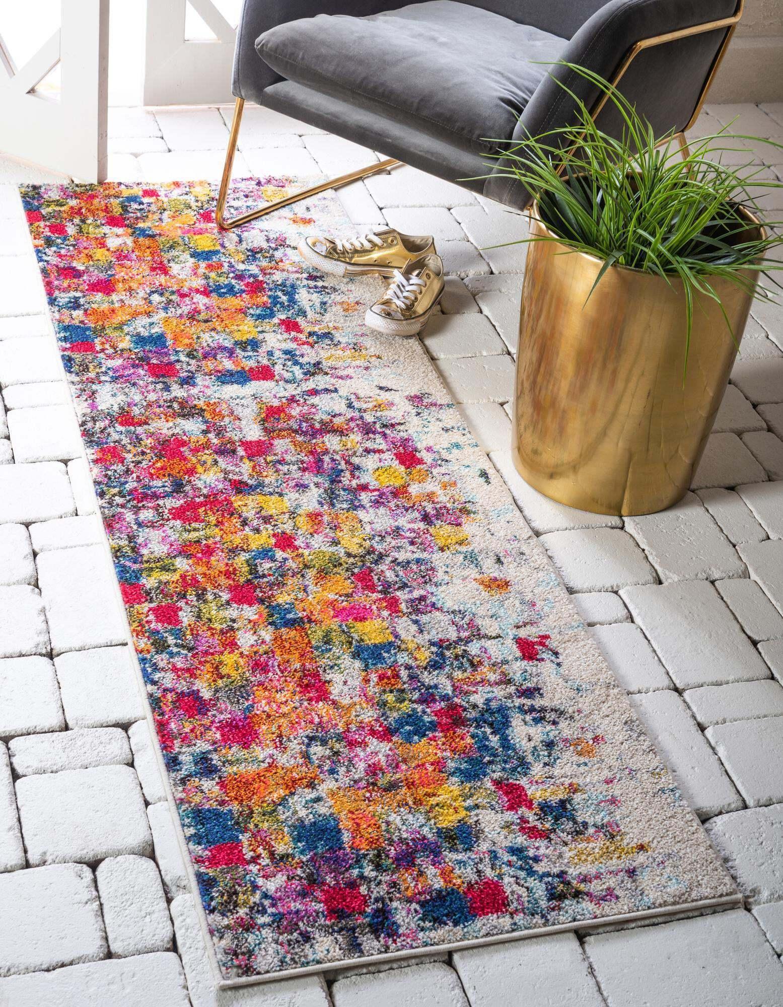 Unique Loom Indoor Rugs - Estrella Abstract 6 Ft Runner Rug Multicolor