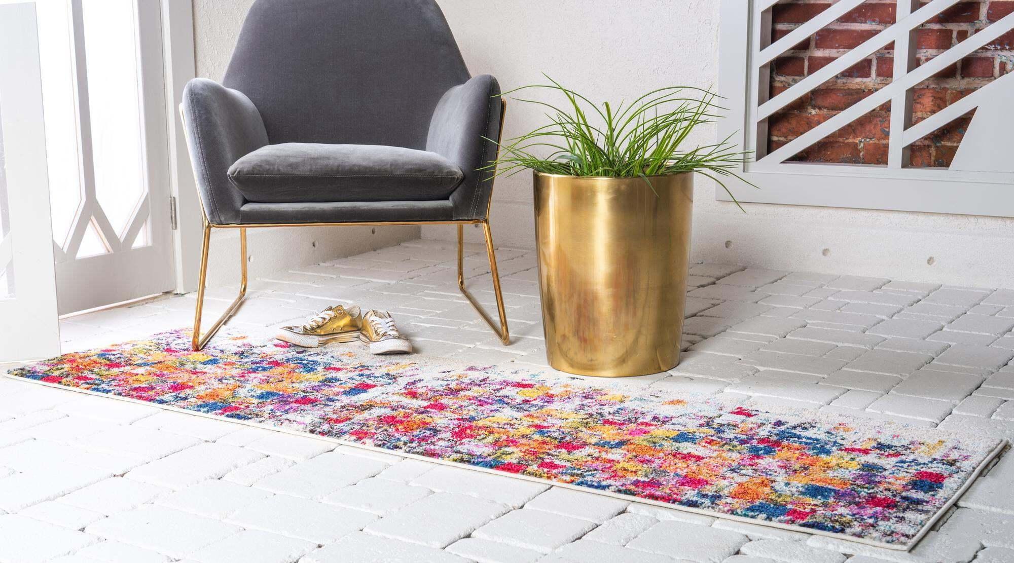 Unique Loom Indoor Rugs - Estrella Abstract 6 Ft Runner Rug Multicolor