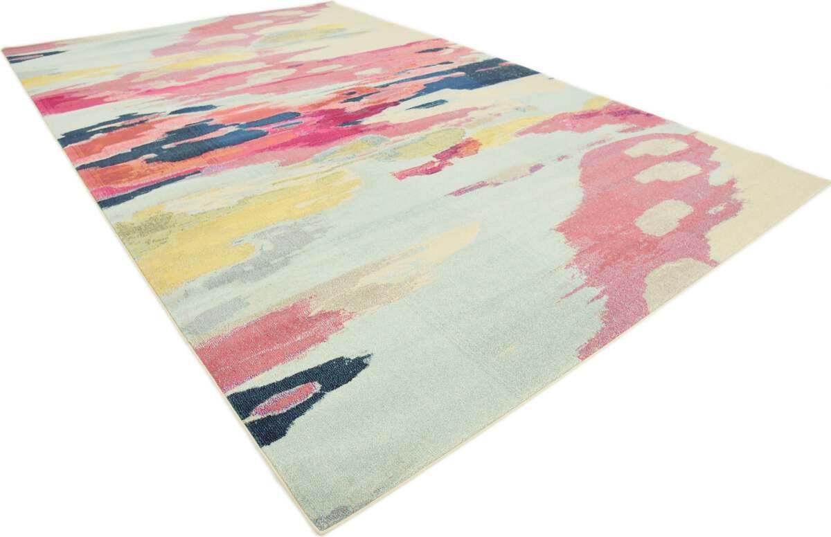 Unique Loom Indoor Rugs - Estrella Abstract Palace Pink & Ivory