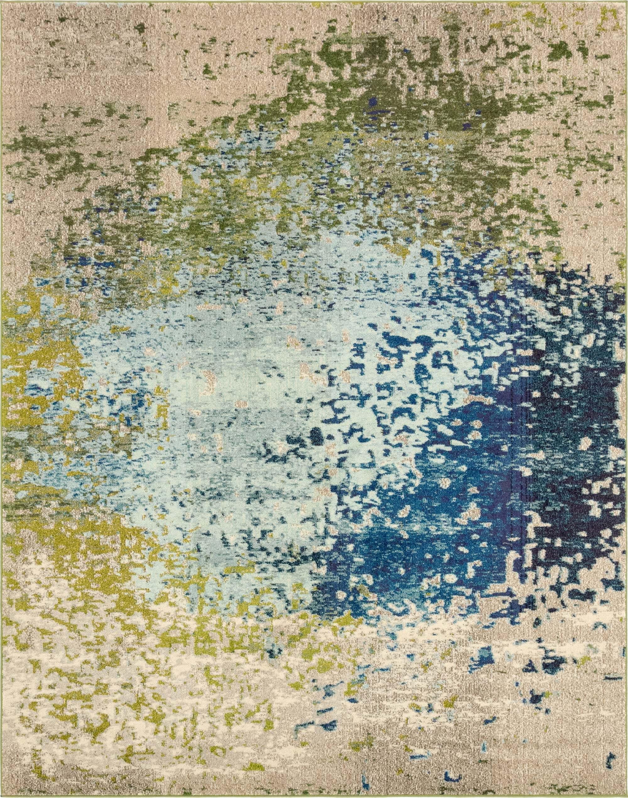 Unique Loom Indoor Rugs - Estrella Abstract Rectangular 8x10 Rug Blue & Beige