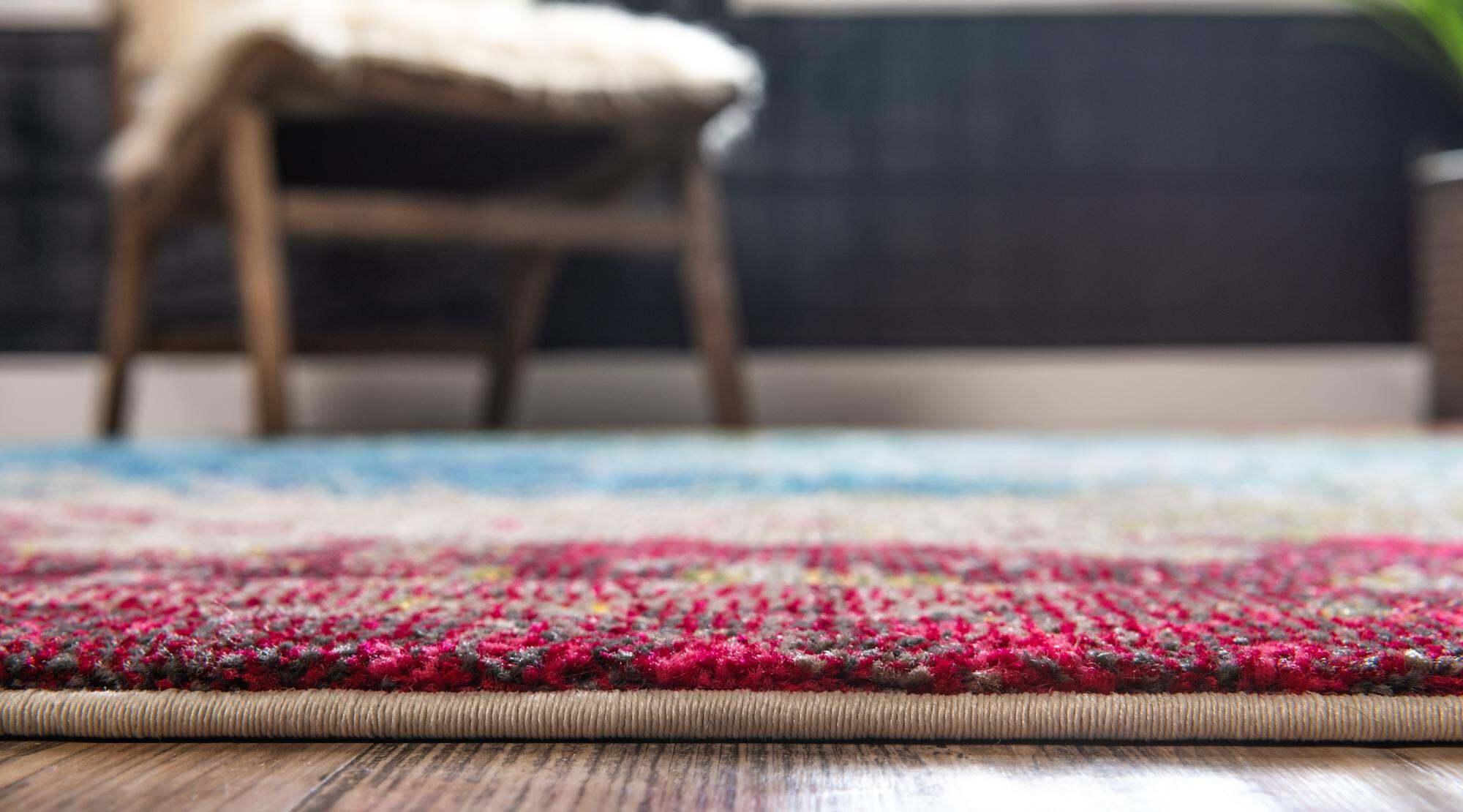 Unique Loom Indoor Rugs - Estrella Abstract Rectangular 9x12 Rug Blue & Beige