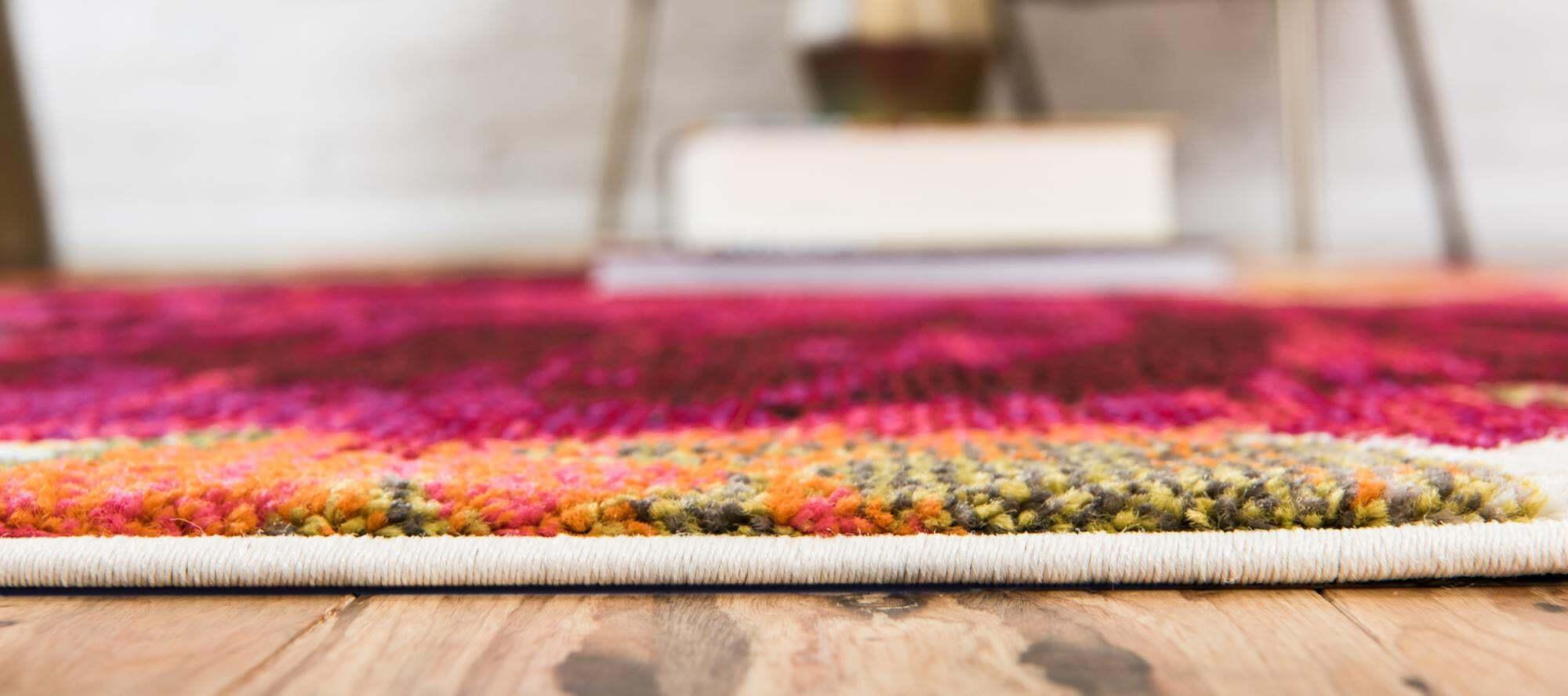 Unique Loom Indoor Rugs - Estrella Abstract Rectangular 9x12 Rug Multi & Pink