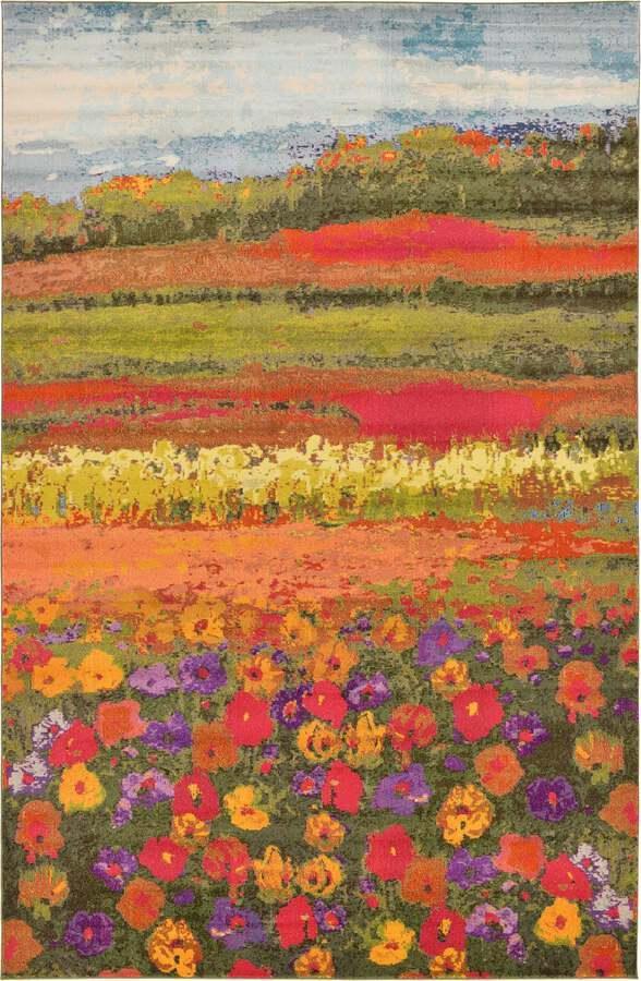 Unique Loom Indoor Rugs - Estrella Floral Palace Multi & Green
