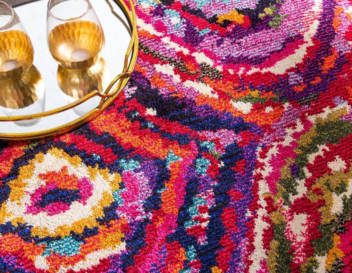 Unique Loom Indoor Rugs - Estrella Geometric Palace Multi & Pink