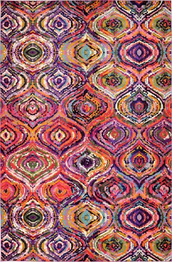 Unique Loom Indoor Rugs - Estrella Geometric Palace Multi & Pink