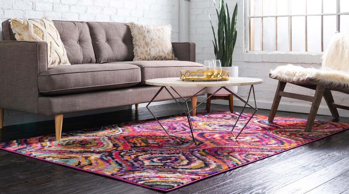 Unique Loom Indoor Rugs - Estrella Geometric Palace Multi & Pink
