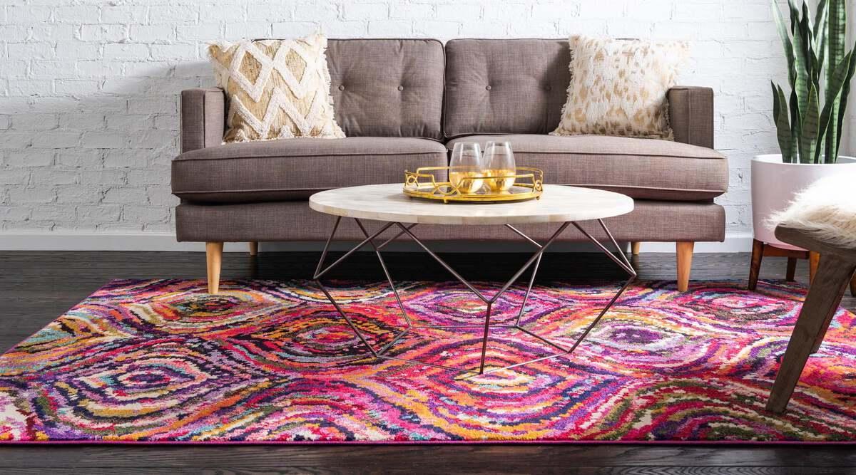 Unique Loom Indoor Rugs - Estrella Geometric Palace Multi & Pink