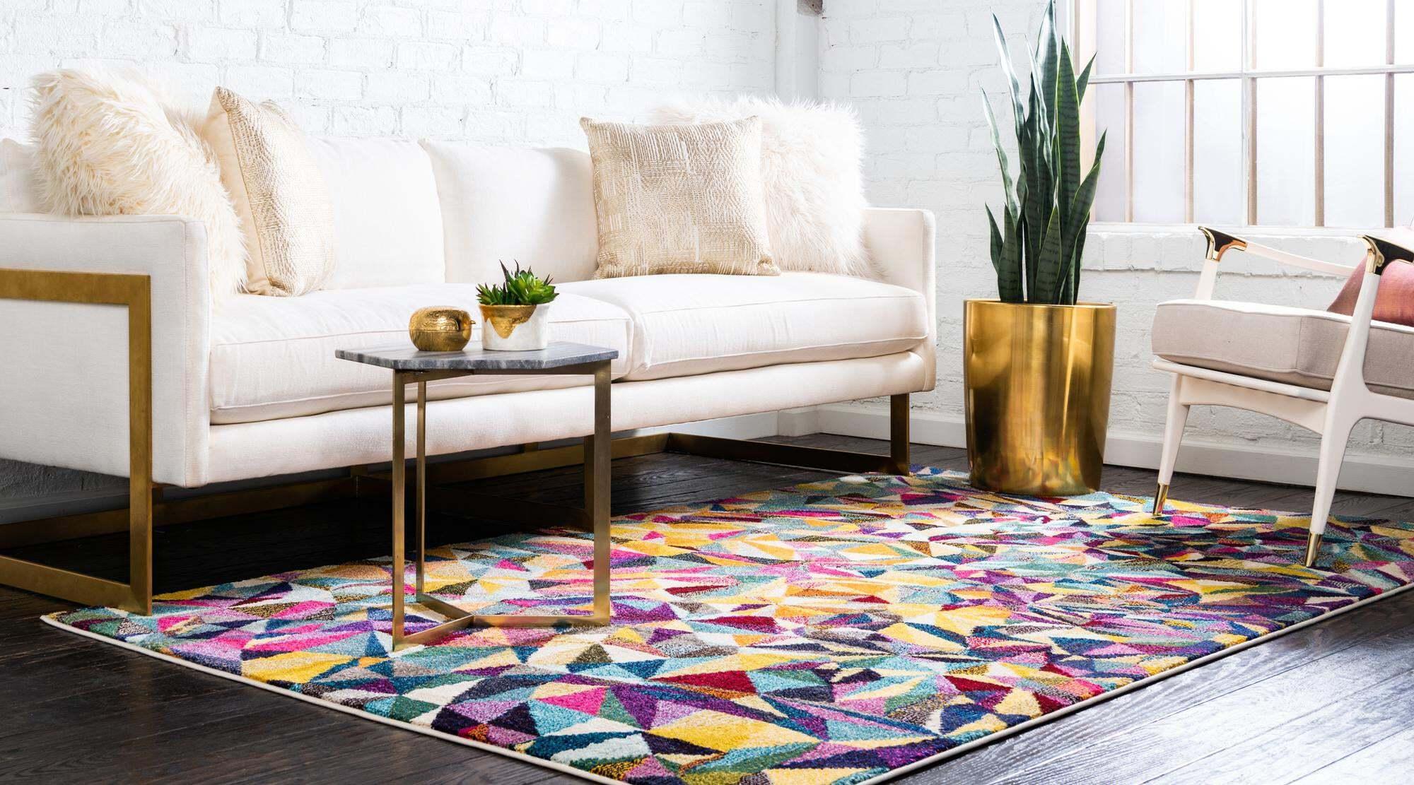 Unique Loom Indoor Rugs - Estrella Geometric Rectangular 8x10 Rug Multi & Beige