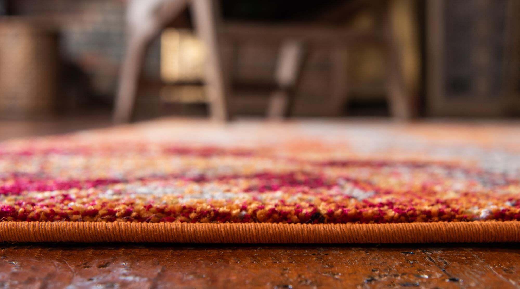 Unique Loom Indoor Rugs - Estrella Geometric Rectangular 9x12 Rug Orange & Beige