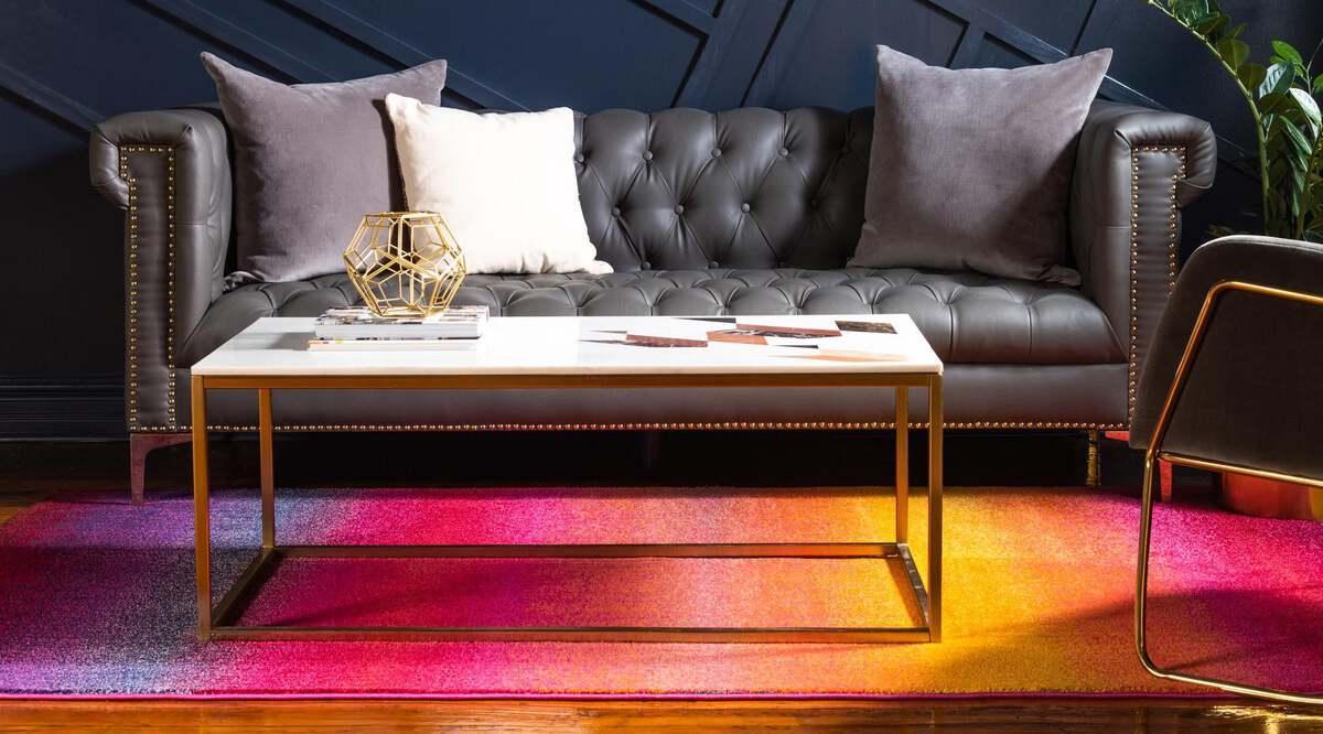 Unique Loom Indoor Rugs - Estrella Gradient Palace Pink & Gold