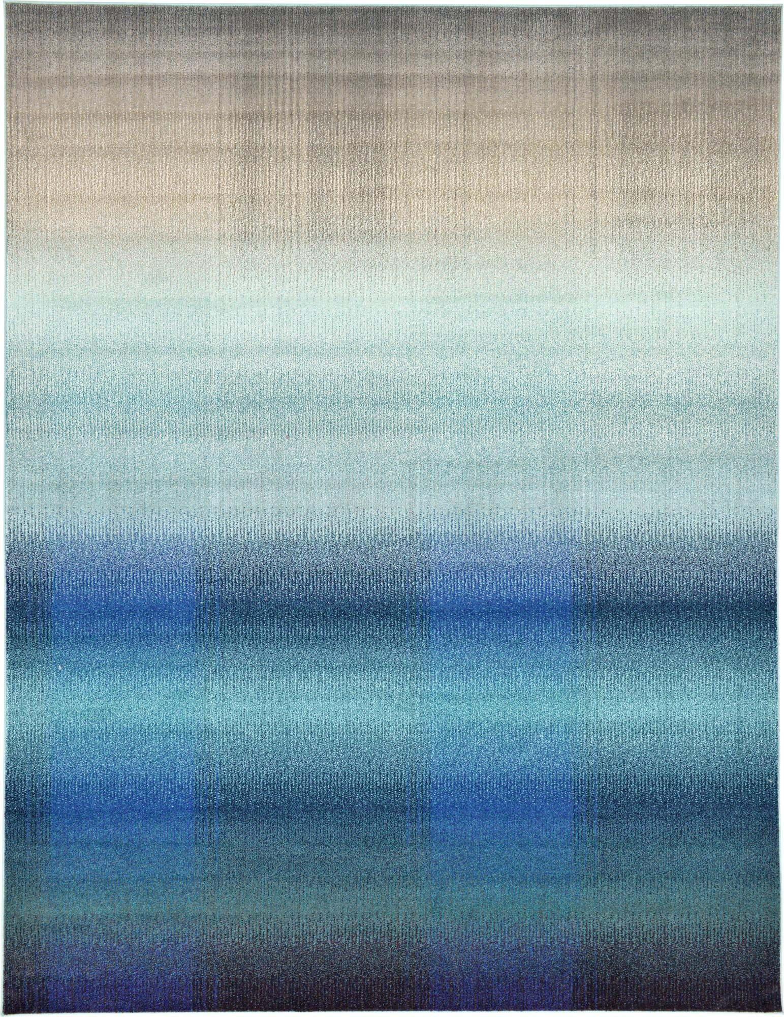 Unique Loom Indoor Rugs - Estrella Gradient Rectangular 9x12 Rug Blue & Beige