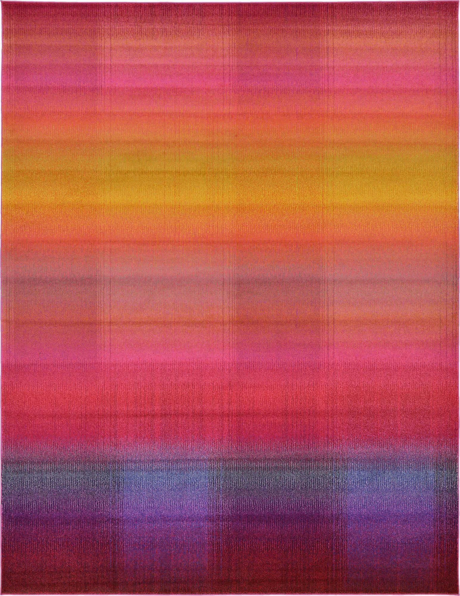 Unique Loom Indoor Rugs - Estrella Gradient Rectangular 9x12 Rug Pink & Gold