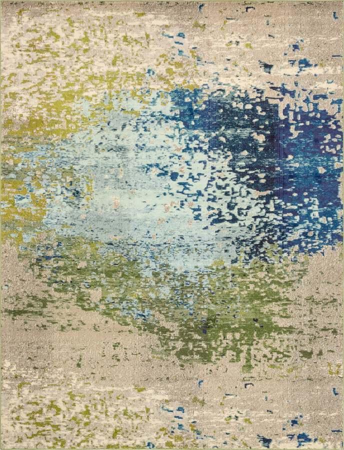 Unique Loom Indoor Rugs - Estrella Modern 10x13 Rectangular Rug Blue
