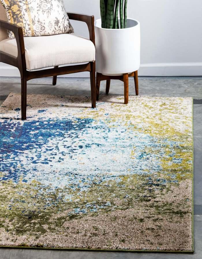 Unique Loom Indoor Rugs - Estrella Modern 10x13 Rectangular Rug Blue