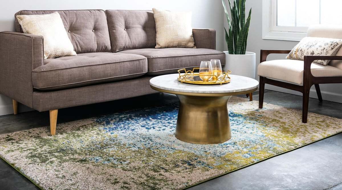 Unique Loom Indoor Rugs - Estrella Modern 10x13 Rectangular Rug Blue