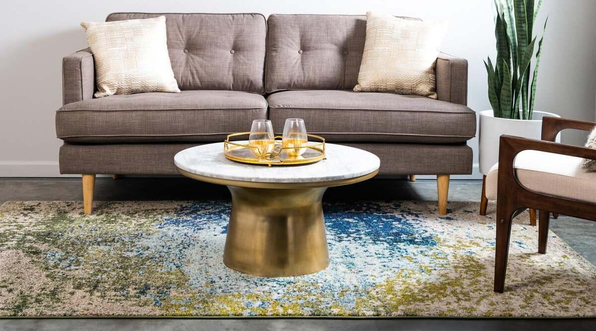 Unique Loom Indoor Rugs - Estrella Modern 10x13 Rectangular Rug Blue