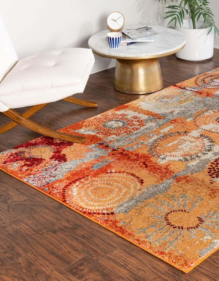 Unique Loom Indoor Rugs - Estrella Modern Palace Rectangular Rug Orange