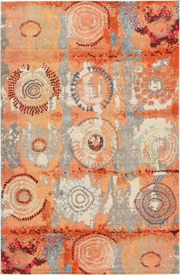 Unique Loom Indoor Rugs - Estrella Modern Palace Rectangular Rug Orange
