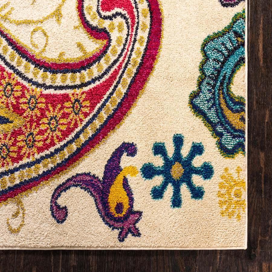 Unique Loom Indoor Rugs - Estrella Paisley Palace Beige & Pink