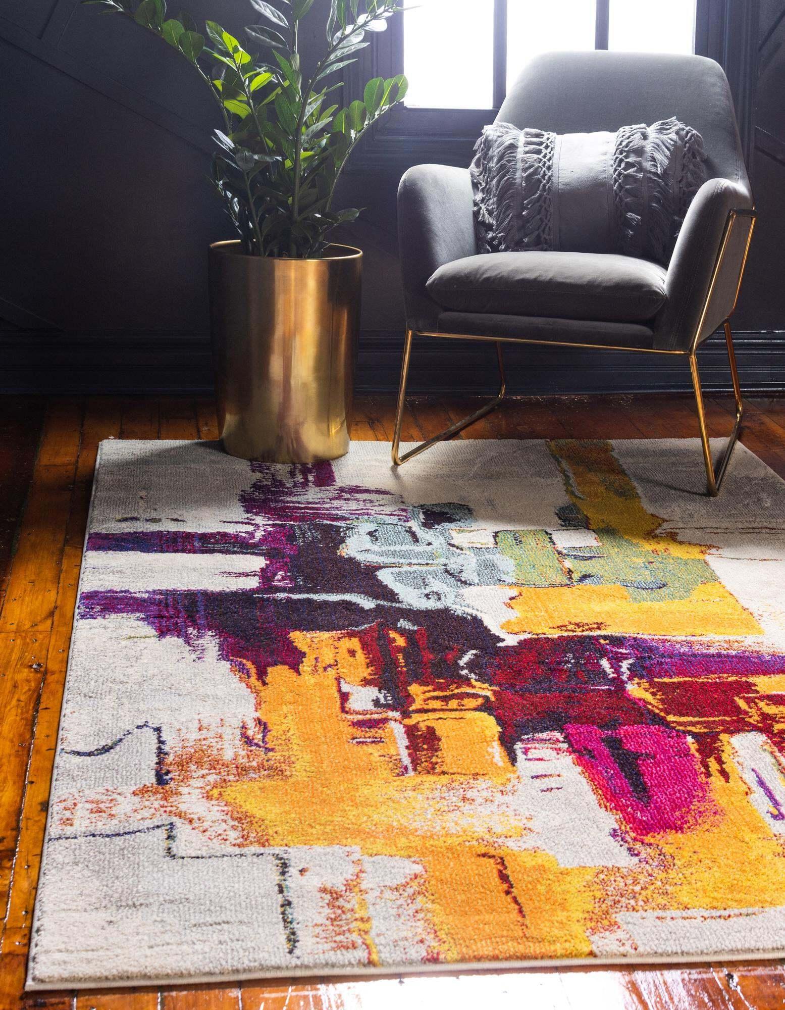 Unique Loom Indoor Rugs - Estrella Rectangular 8x11 Rug Beige & Yellow