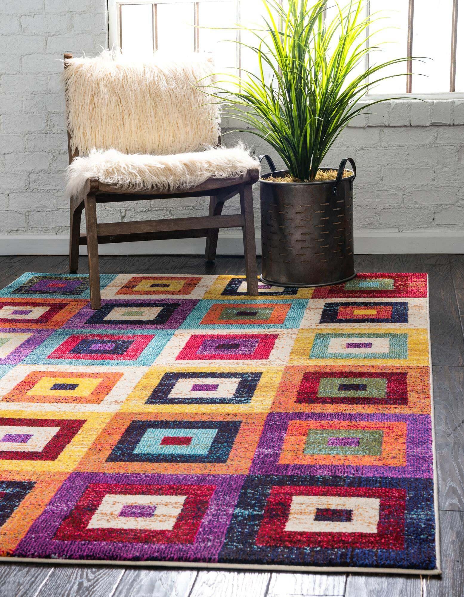 Unique Loom Indoor Rugs - Estrella Rectangular 8x11 Rug Multi & Beige