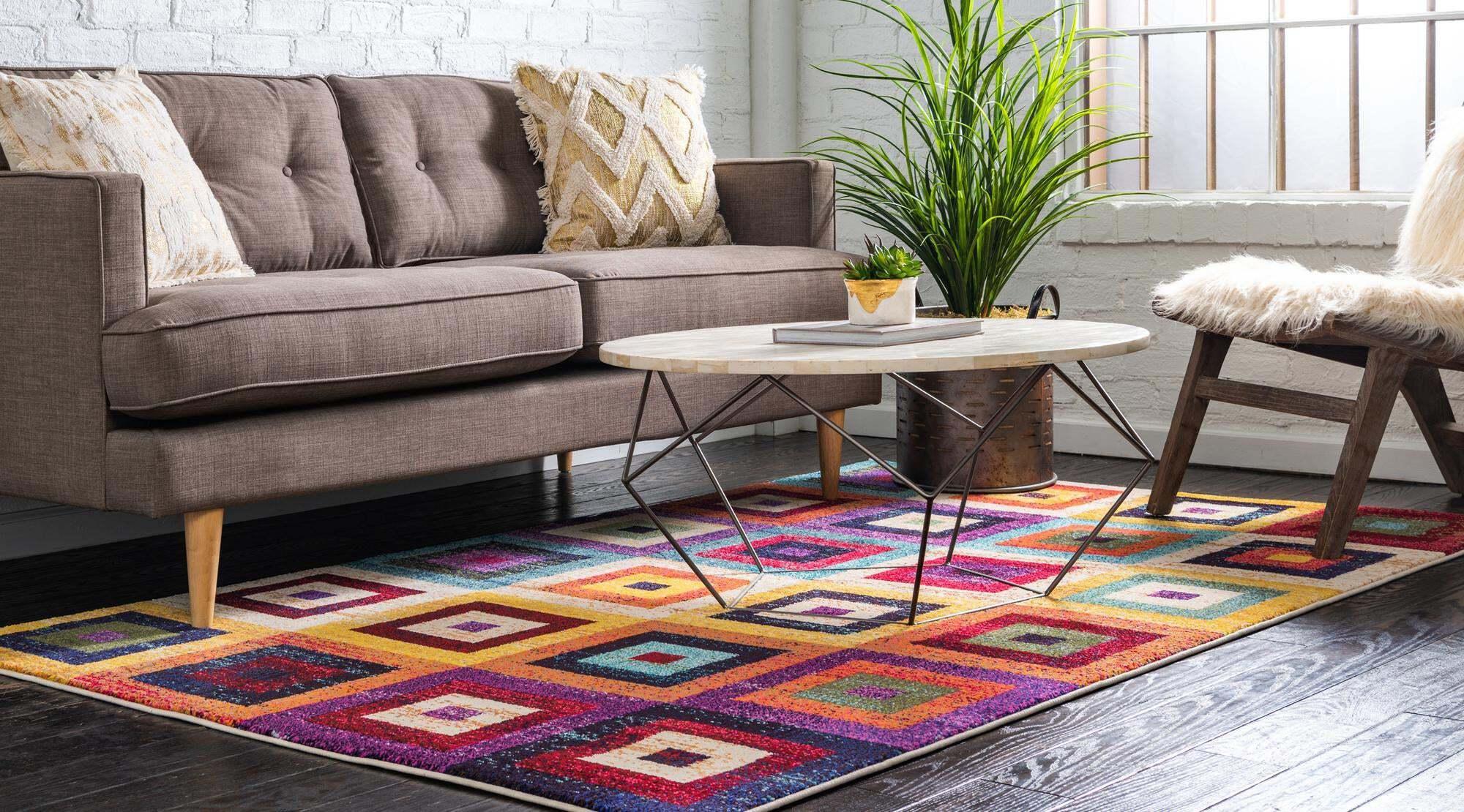 Unique Loom Indoor Rugs - Estrella Rectangular 8x11 Rug Multi & Beige