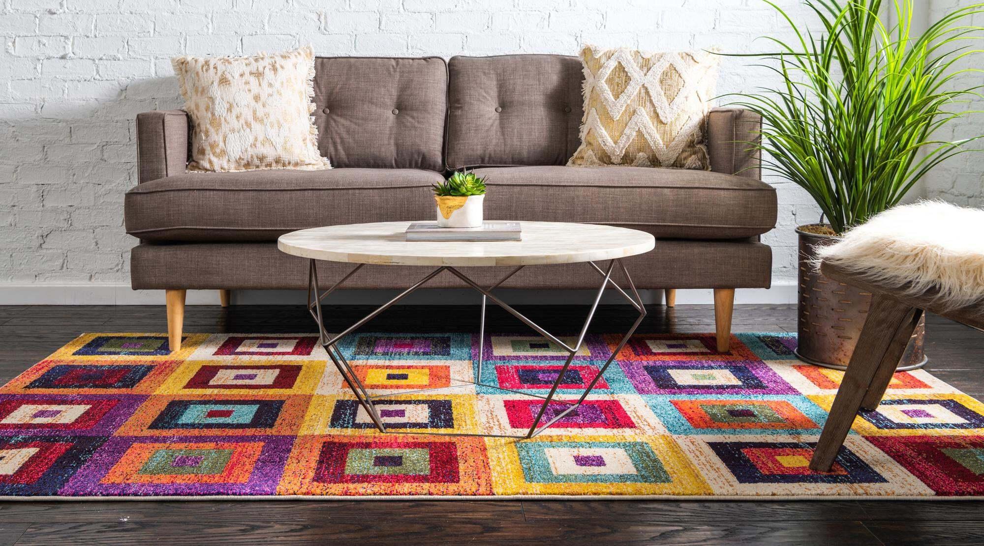 Unique Loom Indoor Rugs - Estrella Rectangular 8x11 Rug Multi & Beige