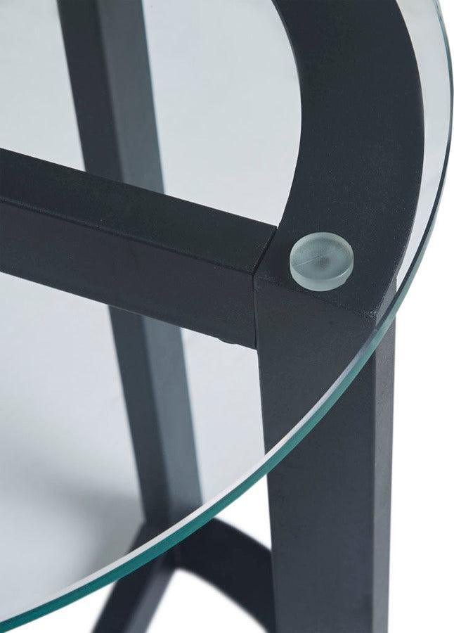 Olliix.com Side & End Tables - Evan Round Glass Accent End Table Black