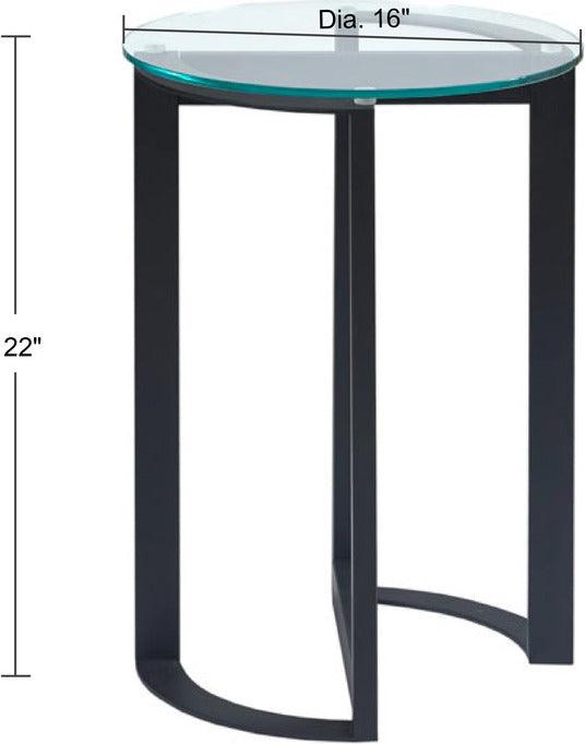 Olliix.com Side & End Tables - Evan Round Glass Accent End Table Black