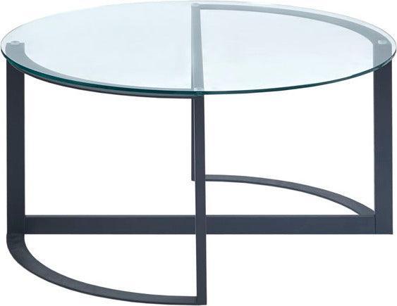 Olliix.com Coffee Tables - Evan Round Glass Coffee Table Black