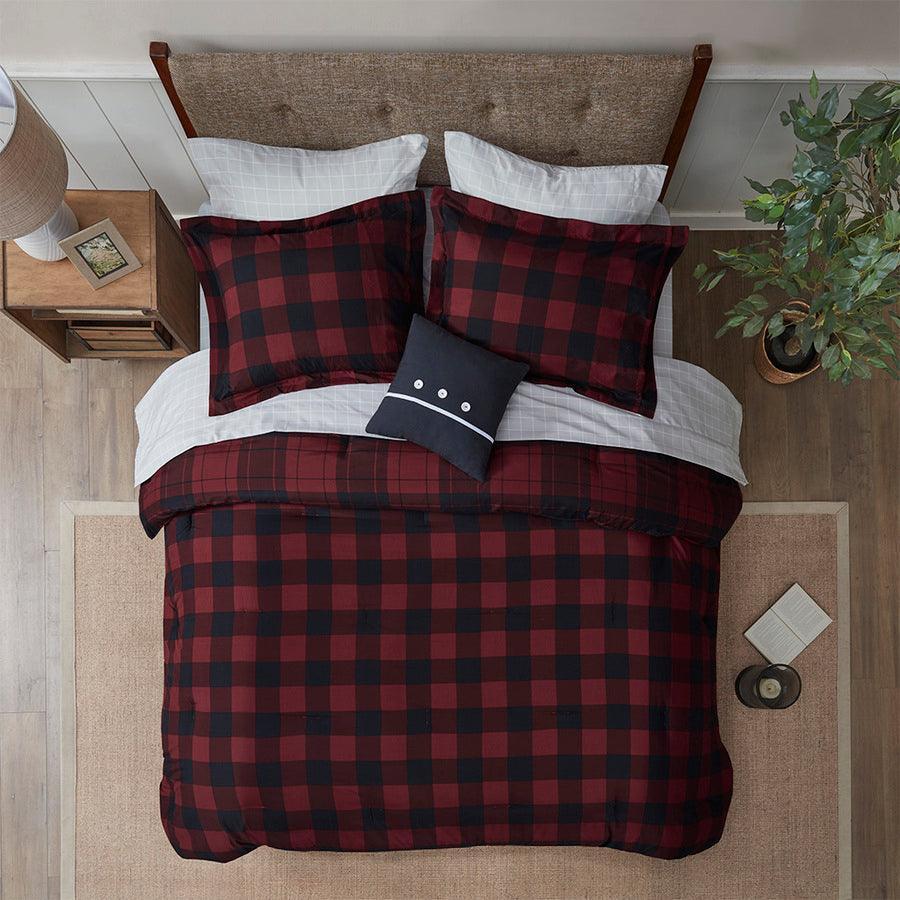 Olliix.com Comforters & Blankets - Everest Modern Reversible Complete bedding Set Red Plaid King