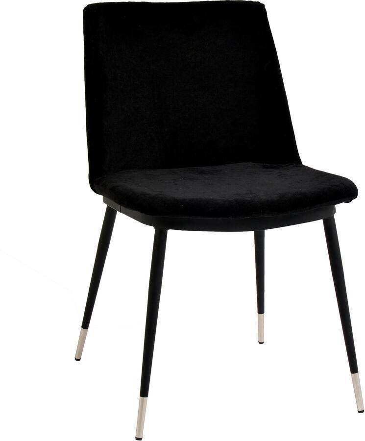 Tov Furniture Dining Chairs - Evora Black Velvet Chair - Silver Legs (Set of 2)
