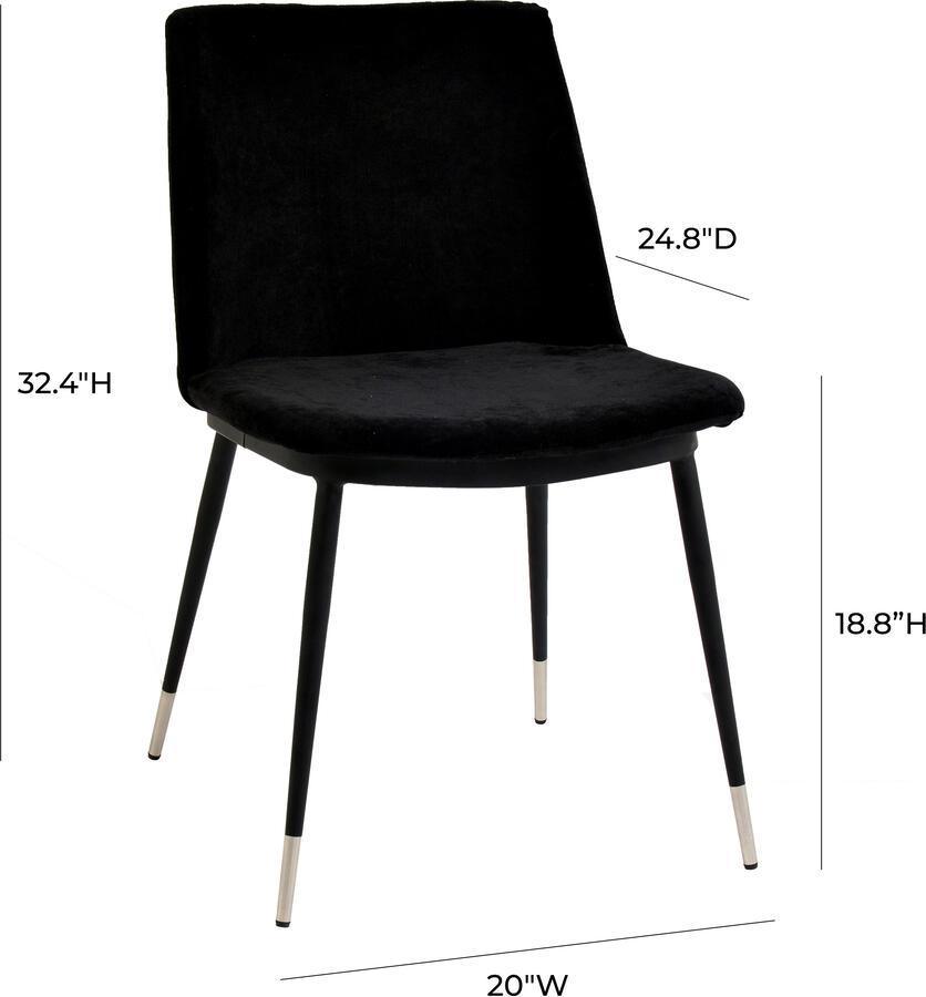 Tov Furniture Dining Chairs - Evora Black Velvet Chair - Silver Legs (Set of 2)