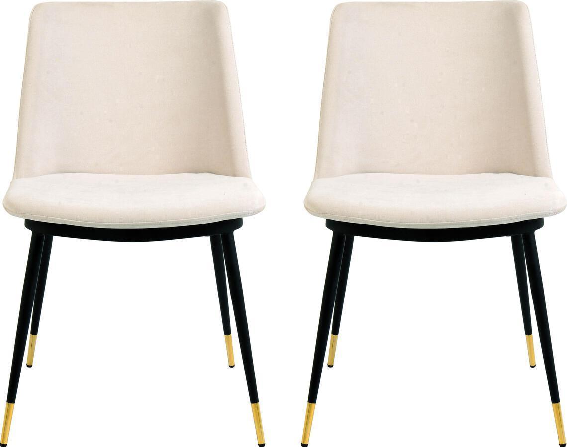Tov Furniture Dining Chairs - Evora Cream Velvet Chair - Gold Legs (Set of 2)