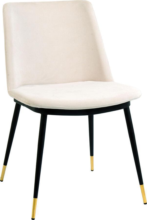 Tov Furniture Dining Chairs - Evora Cream Velvet Chair - Gold Legs (Set of 2)
