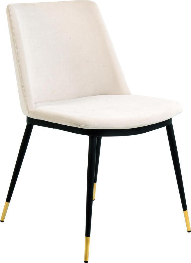 Tov Furniture Dining Chairs - Evora Cream Velvet Chair - Gold Legs (Set of 2)