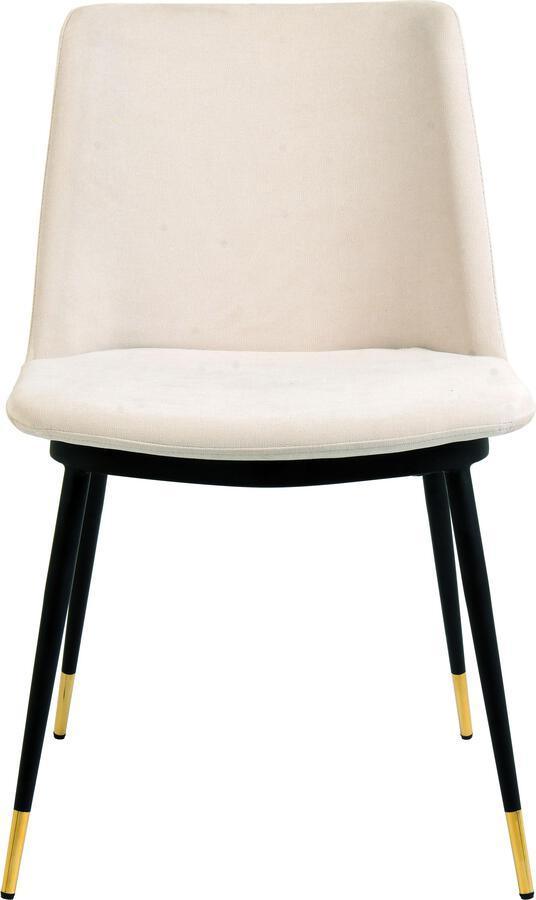 Tov Furniture Dining Chairs - Evora Cream Velvet Chair - Gold Legs (Set of 2)
